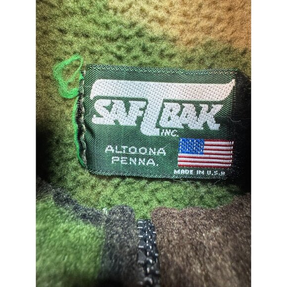 Vintage Saftbak Camo Fleece Jacket Mens S/M Green Brown - Picture 2 of 16